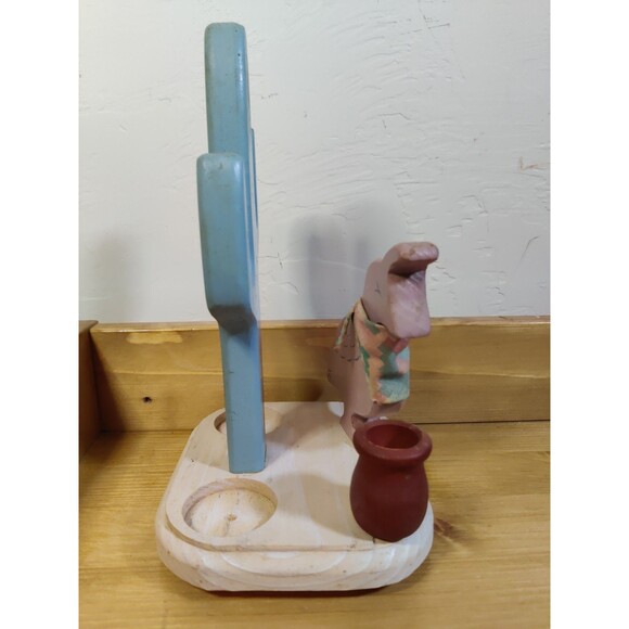 Vtg WOOD Kitch CACTUS Napkin Letter Toothpick HOLDER S&P Quail Saguaro USA - Picture 4 of 7